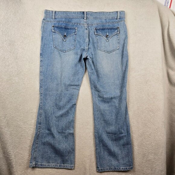 Dear AB Jeans Womens Size 18S Flap Pockets Light Wash Flare Bootcut Boho Chic - Picture 12 of 14